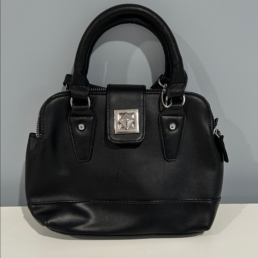 Atmosphere Black Satchel with Silver Accents